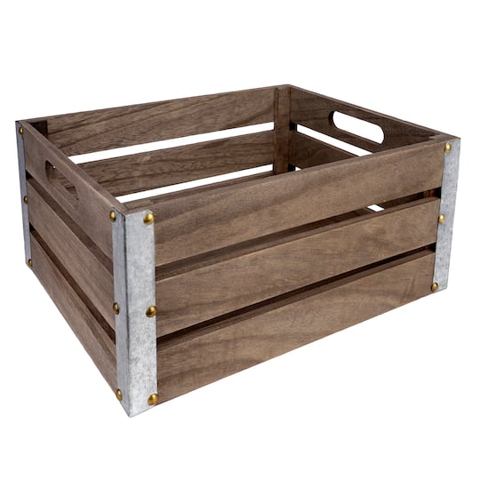 Wood Plank Crate With Metal Edges By Ashland� | Large | Michaels�